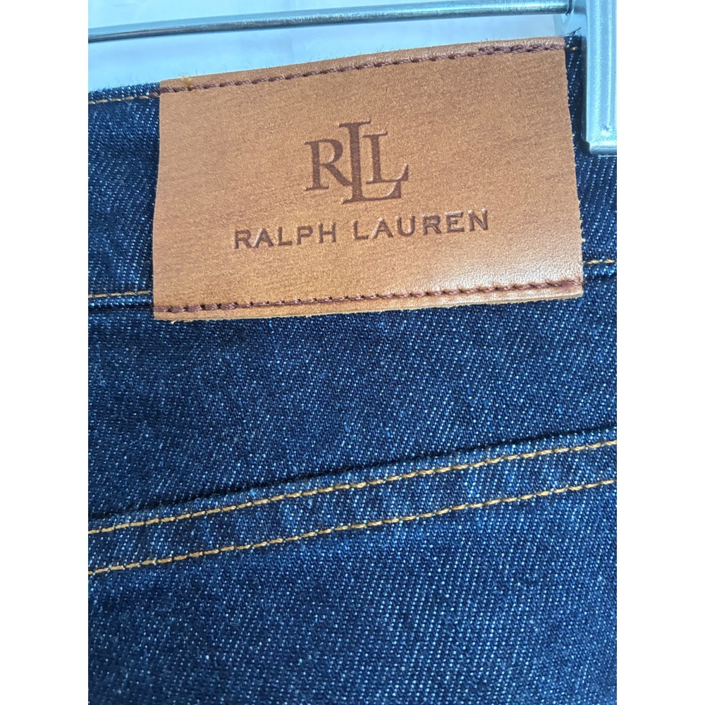 Lauren Ralph Lauren Dark Wash High Rise Button Fly Flare Jeans Navy Blue 12 - Picture 6 of 6